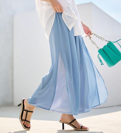 RANAN（ラナン）の「ひんやり！サイドスリットシフォンパンツ（フルレングスパンツ）」