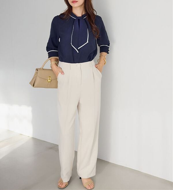 alotta（アロッタ）の「袖口パール6分袖ブラウス（ブラウス）」｜詳細画像