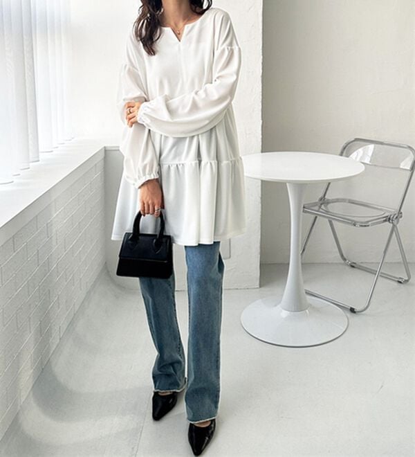 GeeRA（ジーラ）の「前後２ＷＡＹボリュームティアードブラウス（チュニック）」｜詳細画像