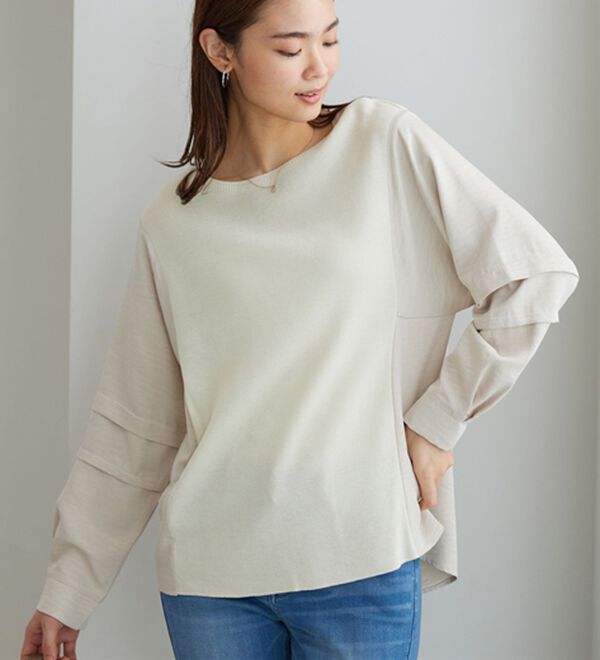 BELLUNA（ベルーナ）の「ニット切替袖タックプルオーバー（ニット・セーター）」｜詳細画像