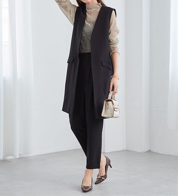 RANAN（ラナン）の「【２点セット】防シワ！ロングジレセットアップ（パンツスーツ）」｜詳細画像