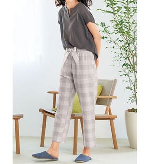 LAVIENNE（ラヴィエンヌ）の「異素材がオシャレなワッフルパジャマ（パジャマ・ルームウェア）」｜チャコール