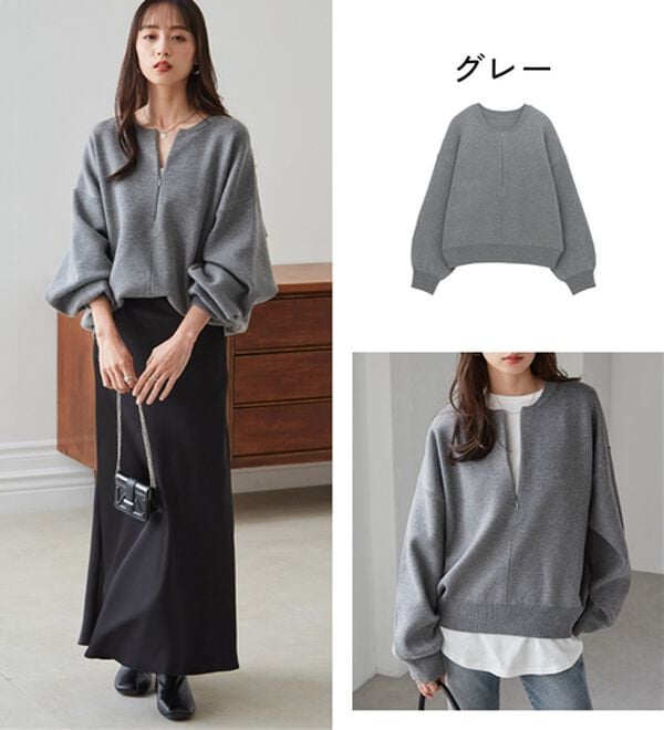 RANAN（ラナン）の「ハーフジップスウェットライクニット（ニット・セーター）」｜詳細画像