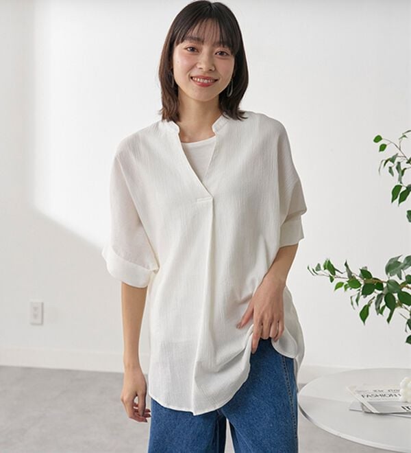 BELLUNA（ベルーナ）の「綿１００％楊柳素材ドルマンチュニック（チュニック）」｜詳細画像