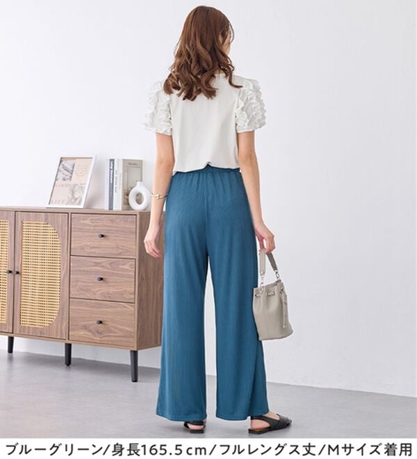 alotta（アロッタ）の「【選べる丈】のびのびストレッチリブワイドパンツ（クロップドパンツ）」｜詳細画像