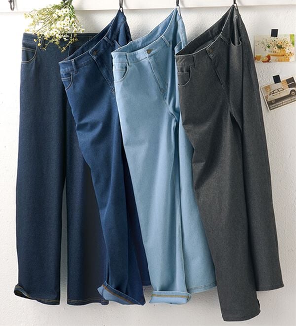 BELLUNA（ベルーナ）の「ぐん伸びニットデニムワイドパンツ（フルレングスパンツ）」｜詳細画像