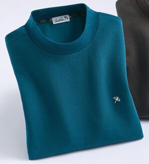 「＜アーノルド　パーマー＞１枚で決まる肌側綿１００％ハイネック（メンズカットソー）」｜ターコイズ