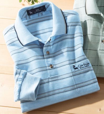 「＜カルビア＞麻入り柄違いラク開き長袖ポロシャツ（メンズポロシャツ）」