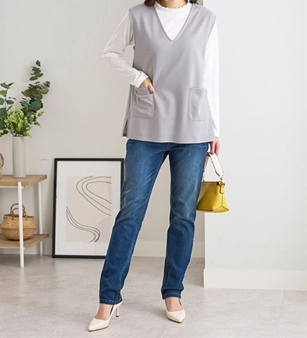 BELLUNA（ベルーナ）の「シャーリング衿ベストアンサンブル（アンサンブル）」｜詳細画像