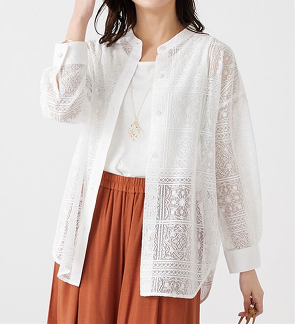 「上品レース素材シャツチュニック（チュニック）」｜詳細画像