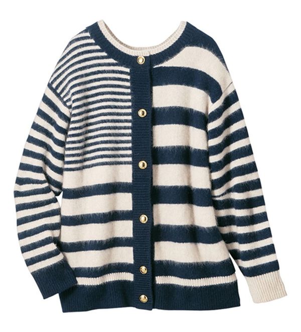 VINNO（ヴィノ）の「マルチボーダーニットカーディガン（ニットカーディガン）」｜詳細画像