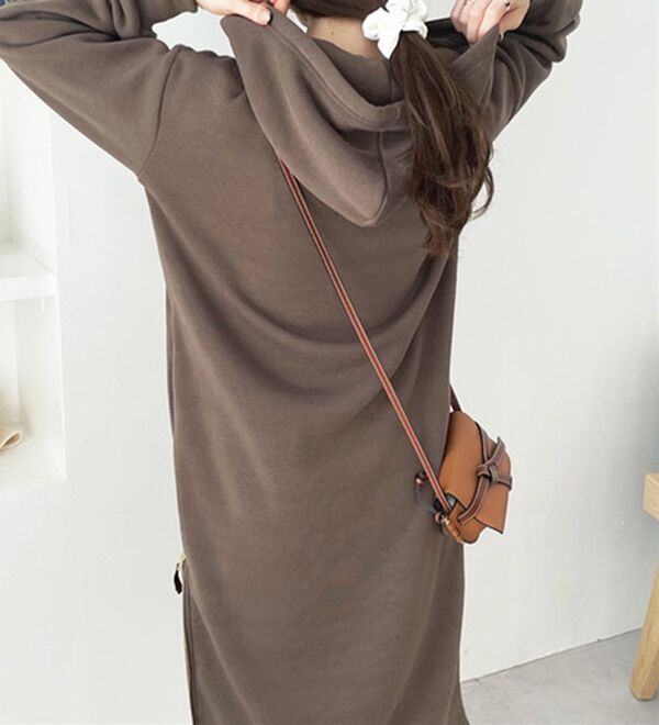 GeeRA（ジーラ）の「裏起毛裾ファスナーパーカーワンピース（カットソーワンピース）」｜詳細画像