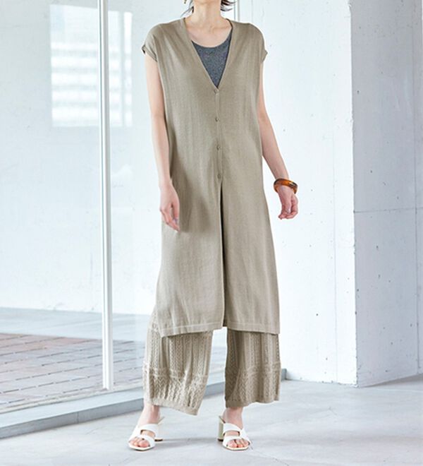 RANAN（ラナン）の「夏でも涼しい！綿１００％ニットセットアップ（セットアップ）」｜詳細画像