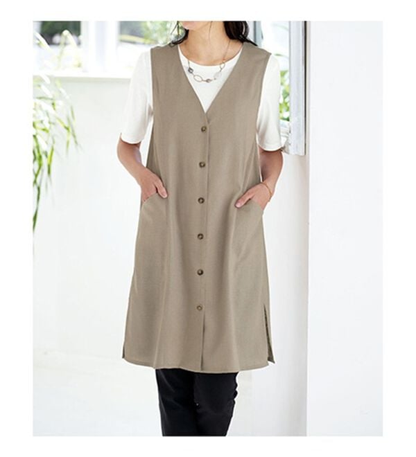 BELLUNA（ベルーナ）の「【２枚組】リネン混チュニックベスト（チュニック）」｜詳細画像