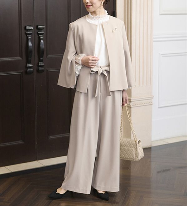 RANAN（ラナン）の「【２点セット】防しわ！洗える！ケープライクジャケットセットアップ（パンツスーツ）」｜詳細画像