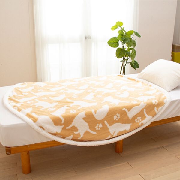 「可愛い猫柄のラウンドブランケット（birthdaycampaign）」｜ベージュ