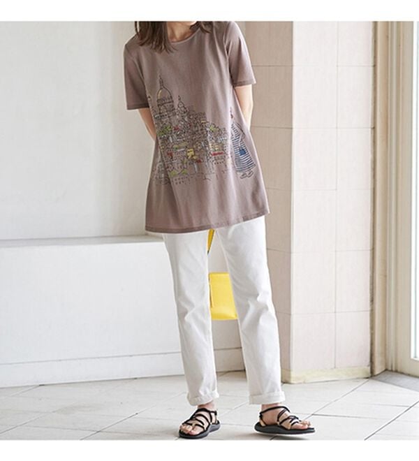 BELLUNA（ベルーナ）の「綿・テンセル（ＴＭ）繊維ロング丈プリントＴシャツ（Tシャツ）」｜詳細画像