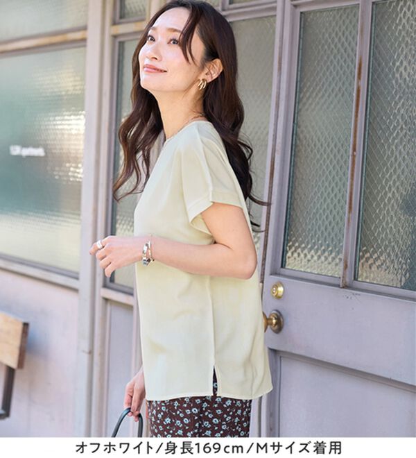 Viola e Viola（ヴィオラ エ ヴィオラ）の「さらさらＥＡＳＹ　前後２ＷＡＹヘンリーネックＴブラウス（ブラウス）」｜詳細画像