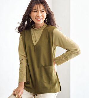 BELLUNA（ベルーナ）の「シャーリング衿ベストアンサンブル（アンサンブル）」｜詳細画像