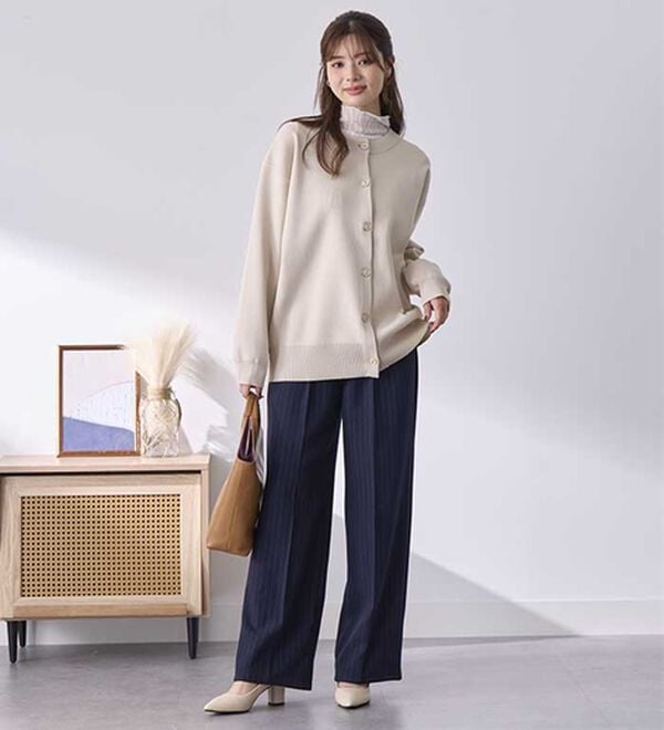 BELLUNA（ベルーナ）の「静電気防止加工！タックデザインワイドパンツ（ワイドパンツ・ガウチョ）」｜詳細画像