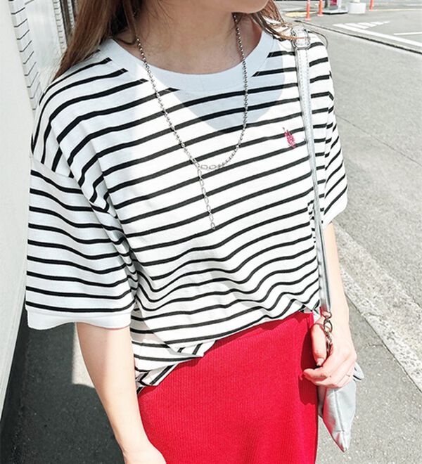 GeeRA（ジーラ）の「【ＵＳ．ＰＯＬＯ．ＡＳＳＮ】ライン配色Ｔシャツ（Tシャツ）」｜詳細画像