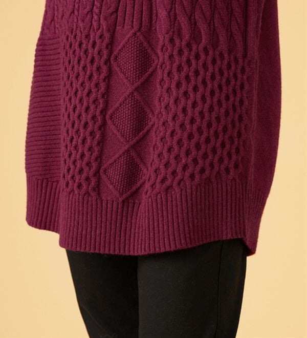 BELLUNA（ベルーナ）の「パッチワーク調ケーブルニットチュニック（チュニック）」｜詳細画像