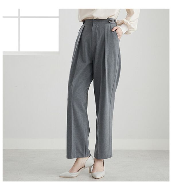 BELLUNA（ベルーナ）の「ボタン使いウエスト調節テーパードパンツ（テーパードパンツ）」｜詳細画像