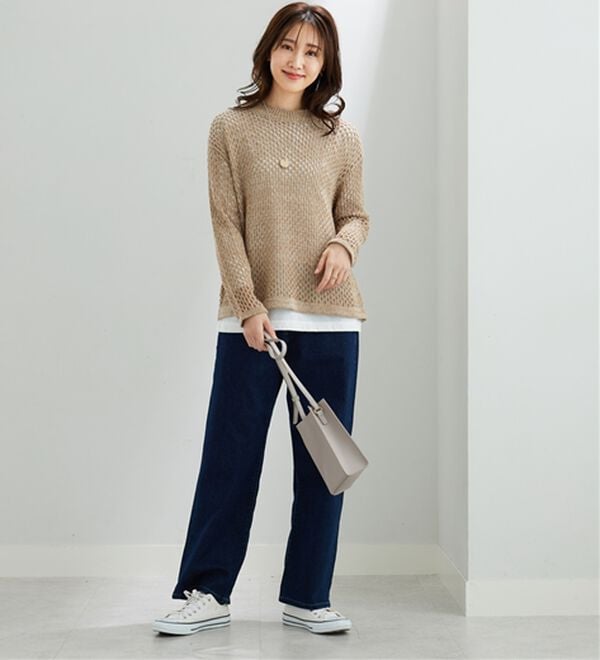 BELLUNA（ベルーナ）の「デニム素材美脚見えワイドパンツ（ワイドパンツ・ガウチョ）」｜詳細画像