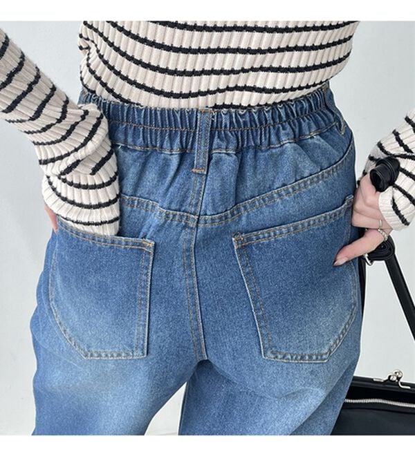 GeeRA（ジーラ）の「ワイドストレートロールアップデニムパンツ（フルレングスパンツ）」｜詳細画像