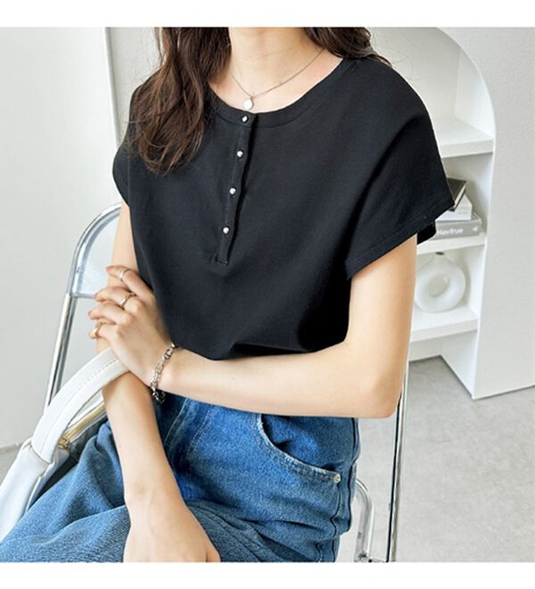 GeeRA（ジーラ）の「綿１００％前後２ＷＡＹシルケットフレンチスリーブカットソー（Tシャツ）」｜詳細画像