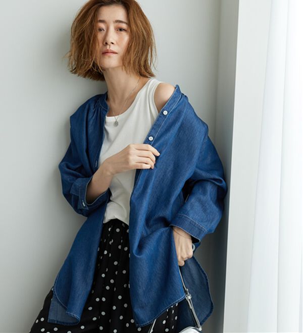 BELLUNA（ベルーナ）の「やわらかデニム素材シャツチュニック（チュニック）」｜詳細画像