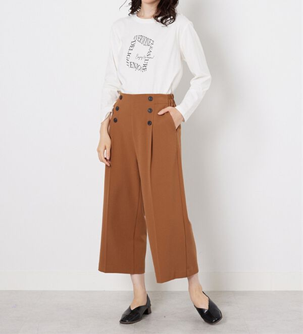 BELLUNA（ベルーナ）の「ストレッチ素材ボタン使いワイドパンツ（その他パンツ）」｜詳細画像