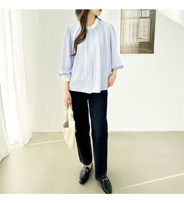 GeeRA（ジーラ）の「前後２ＷＡＹバイカラーブラウス（ブラウス）」｜詳細画像