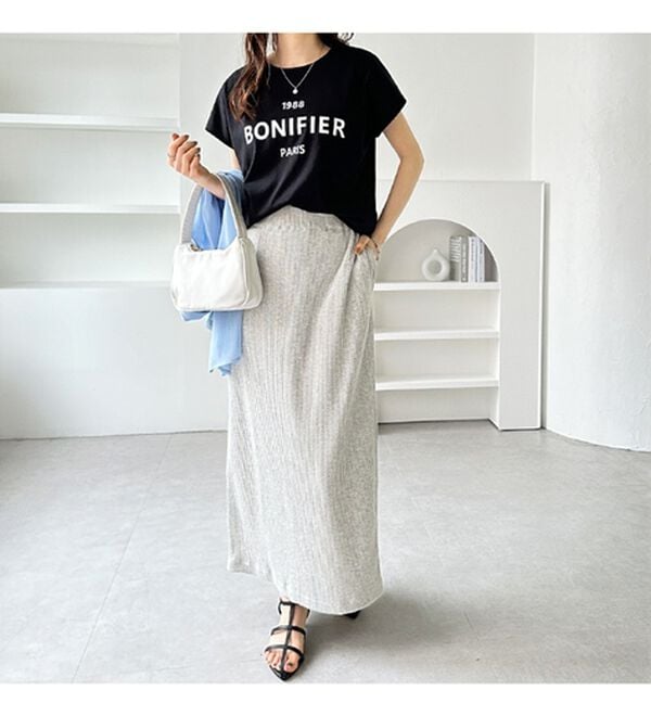 GeeRA（ジーラ）の「【着回し力◎】楽ちんすっきり見え！リブロングスカート（ロングスカート）」｜詳細画像