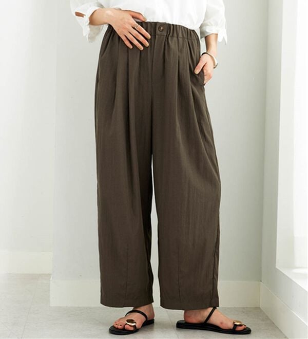 BELLUNA（ベルーナ）の「ビンテージ調タックワイドパンツ（ワイドパンツ・ガウチョ）」｜詳細画像