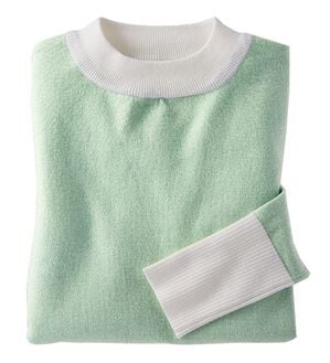 BELLUNA（ベルーナ）の「ラメ入り配色ニットプルオーバー（ニット・セーター）」｜ミント