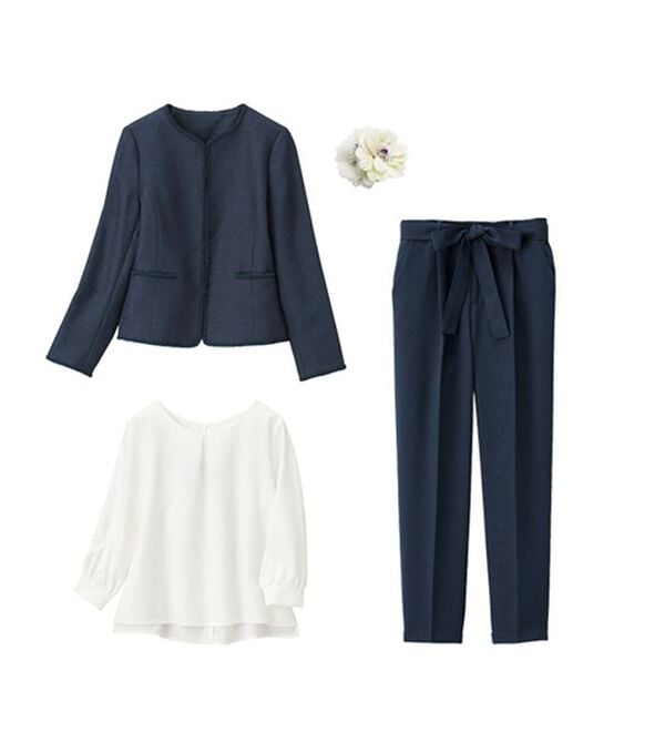 GeeRA（ジーラ）の「【4点セット】入学式も卒業式も！パンツが選べるセレモニーツイードジャケットスーツ（パンツスーツ）」｜詳細画像