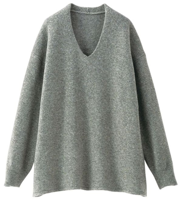 BELLUNA（ベルーナ）の「インナーに合わせるウール入りニットプルオーバー（ニット・セーター）」｜グレー