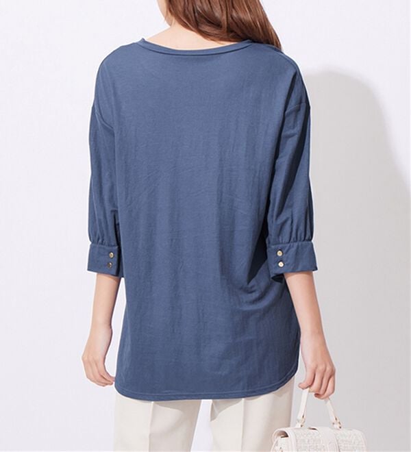 alotta（アロッタ）の「【接触冷感】６分袖衿フェイク裾ラウンドチュニック（チュニック）」｜詳細画像