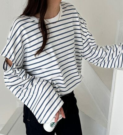 GeeRA（ジーラ）の「袖スリットボーダーカットソー（カットソー）」