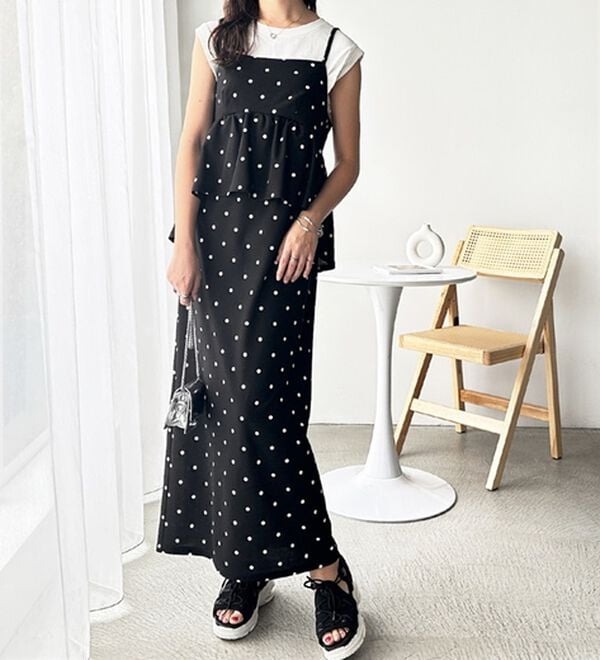 GeeRA（ジーラ）の「楽ちん！ペプラムキャミワンピース（カットソーワンピース）」｜詳細画像