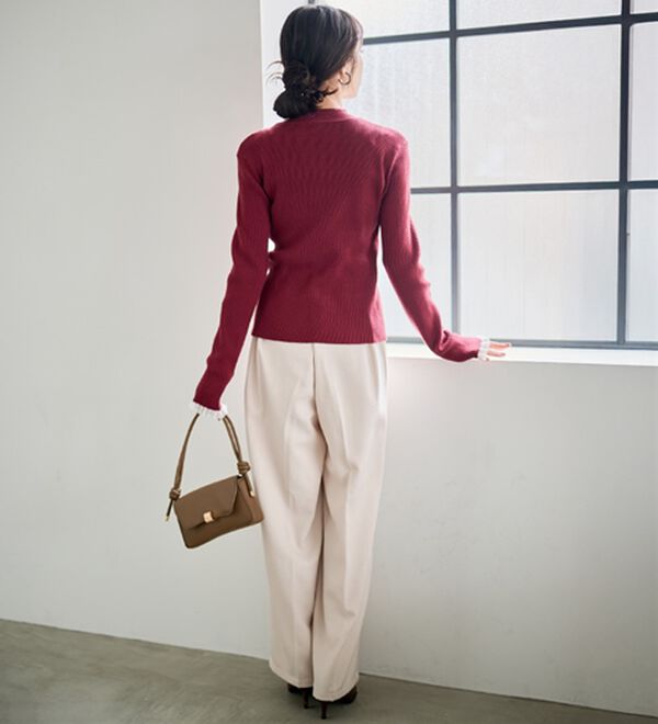 RANAN（ラナン）の「【春色追加】シアーフリル袖ハイネックリブニット（ニット・セーター）」｜詳細画像