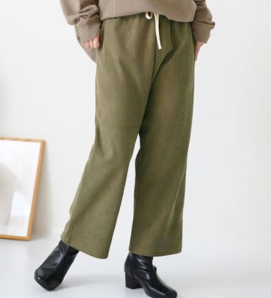 A HAPPY MARILYN（アハッピーマリリン）の「【選べる丈】裏フリースで家でも外でもあったか ふっくら コーデュロイ イージー ワイドパンツ（ワイドパンツ・ガウチョ）」