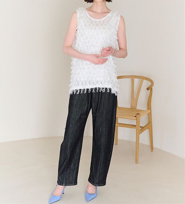 RANAN（ラナン）の「きれい見え麻入りカーブデニム（フルレングスパンツ）」｜詳細画像