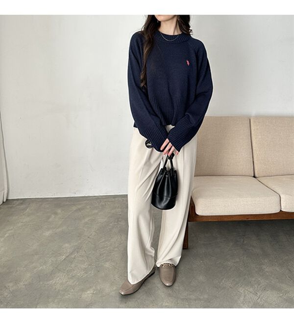 GeeRA（ジーラ）の「【ＵＳ．ＰＯＬＯ　ＡＳＳＮ】ショート丈ニット（ニット・セーター）」｜詳細画像