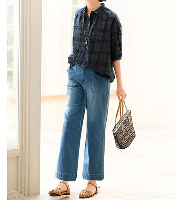 ルフラン（ルフラン）の「【３色組】【ヒヤロン】ポコポコチェック見えブラウス（ブラウス）」｜詳細画像