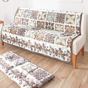 「ハワイアンキルト風冷感ソファカバー（ソファーカバー）」｜ベージュ