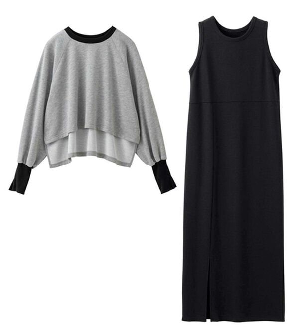 GeeRA（ジーラ）の「配色裏毛スウェットセットアップワンピース（カットソーワンピース）」｜詳細画像