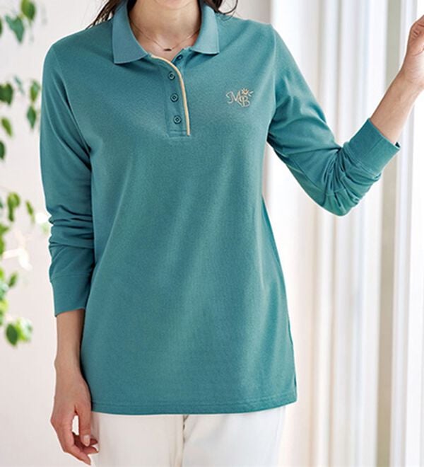 BELLUNA（ベルーナ）の「配色がおしゃれな裏起毛ポロシャツ（ポロシャツ）」｜詳細画像