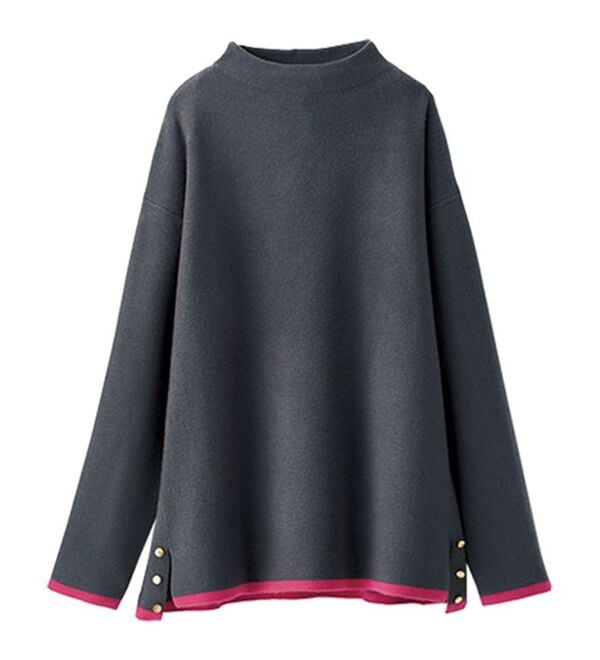 BELLUNA（ベルーナ）の「金ボタン使い配色ニットプルオーバー（ニット・セーター）」｜詳細画像